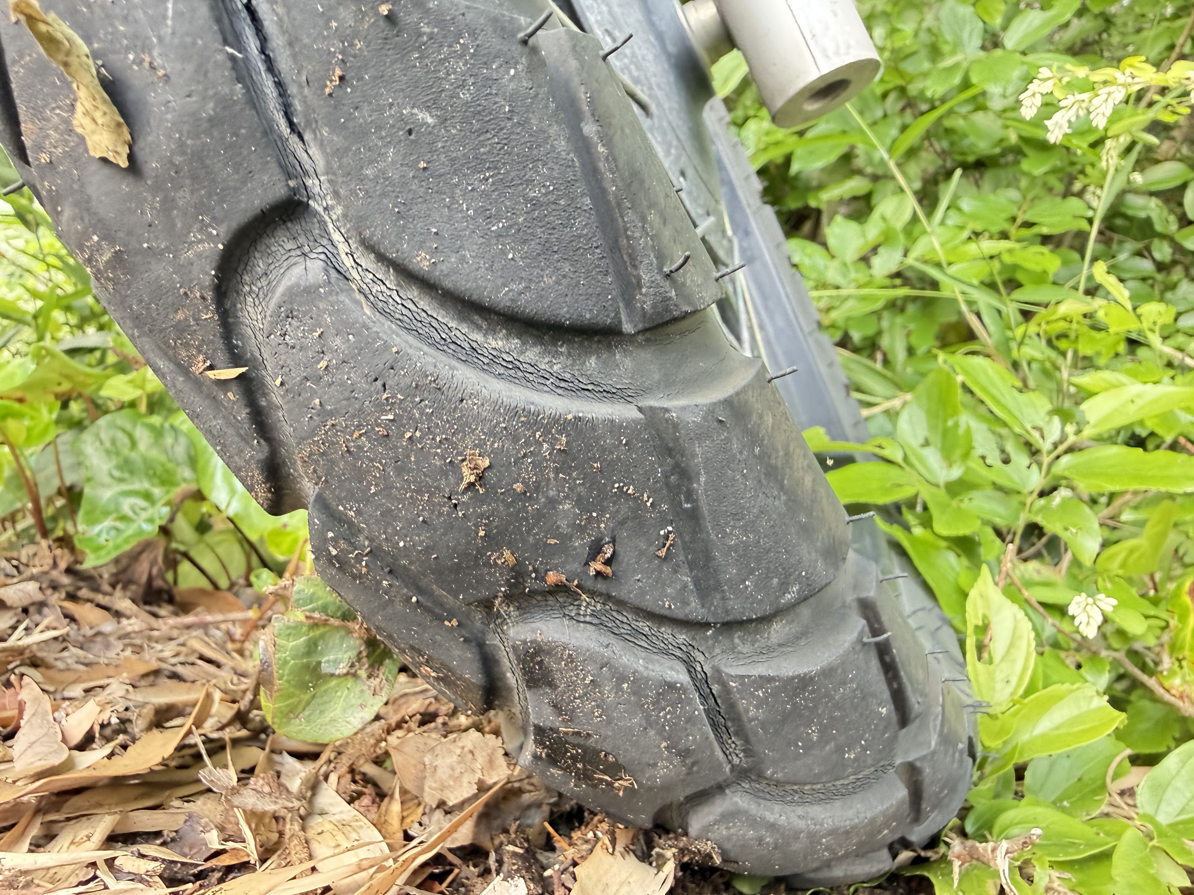 Dunlop D604 トレッドパターン斜めアングル・ブロック形状確認